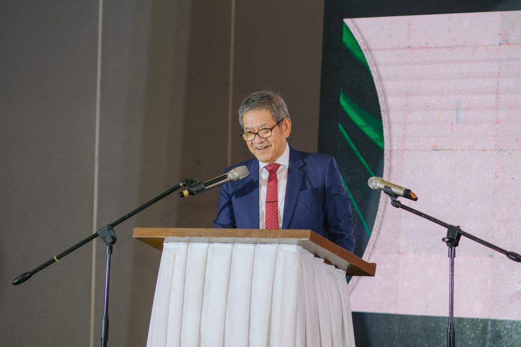 Engr. Reynaldo O. Calayan Jr., CEO of Calmar Land, delivering a speech at a corporate event.